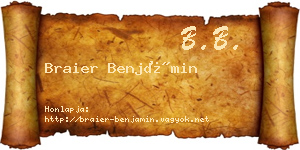 Braier Benjámin névjegykártya